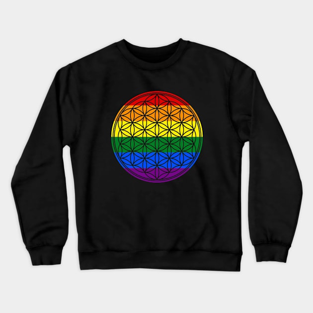 Flower Of Life Rainbow Flag Stripes Crewneck Sweatshirt by EDDArt